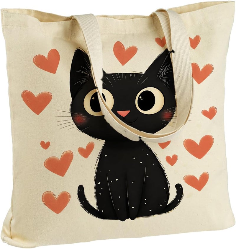 ANNA QUEEN Cat Tote Bag Shoulder Bag Handle Bag for Gym Yoga Picnic Beach Kitchen Reusable - Image 1